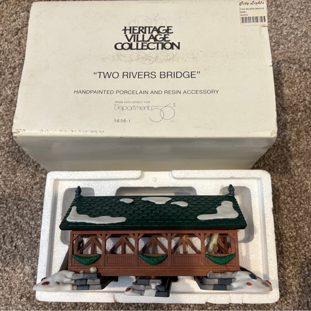 Seasonal Special $ Reduce - Dept 56 New England Village Two Rivers Bridge.- NIB
